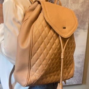 Brazilian leather tan backpack.